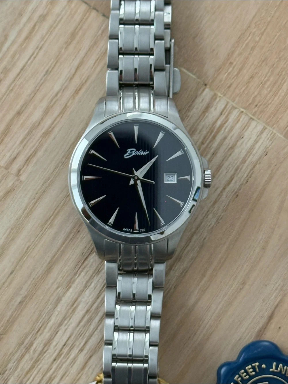 Belair Luxury Designer Watch Stainless Dial Case Black Dial Date Window NWT